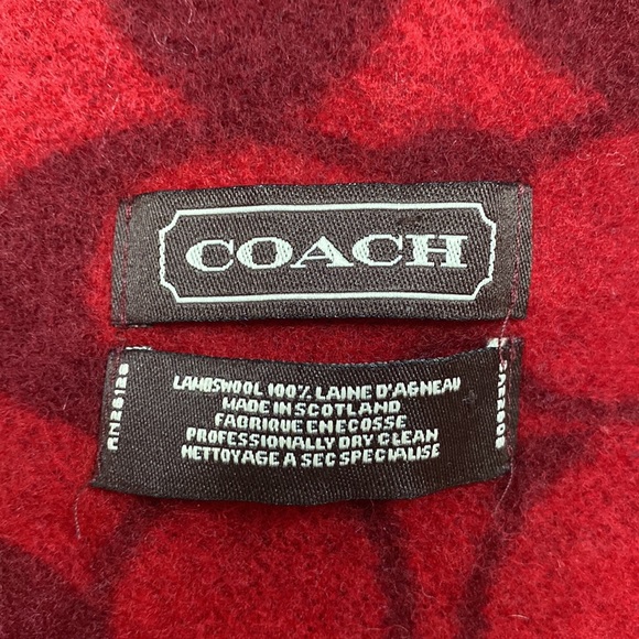 Coach Red on Red Signature Lambs Wool Scarf - Picture 4 of 9